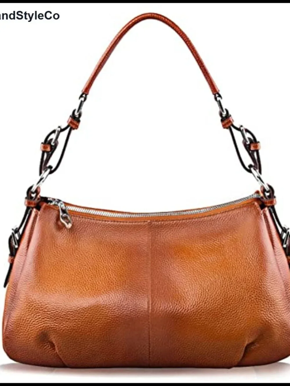 Genuine Leather Hobo Handbag - Top Handle Shoulder Bag